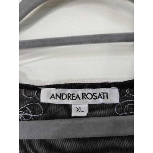 Andrea Rosati Black White Sheer Blouse, Size XL - Picture 2 of 11